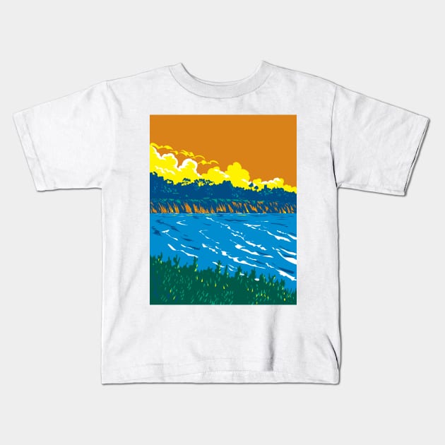 Devereux Beach or West Campus Beach in Isla Vista California WPA Poster Art Kids T-Shirt by retrovectors